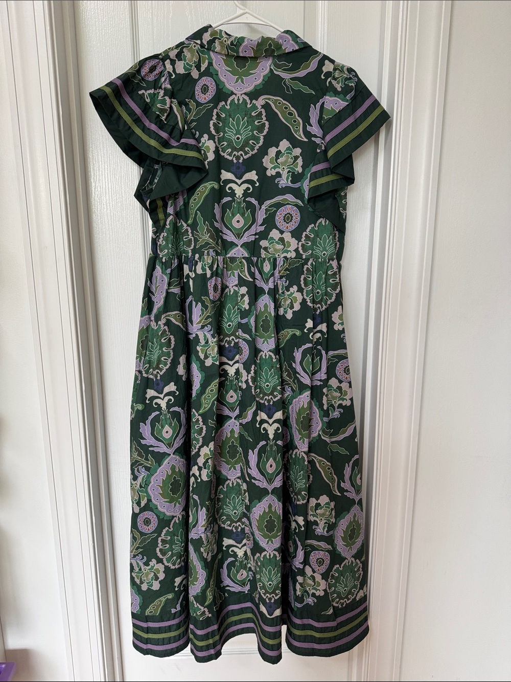 Entro Green Floral Midi Dress with Lavender Accents - Picture 7 of 7